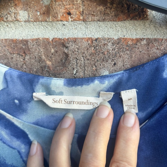 Soft Surroundings Mirabella Blue Watercolor Layered Tunic top - Picture 3 of 7